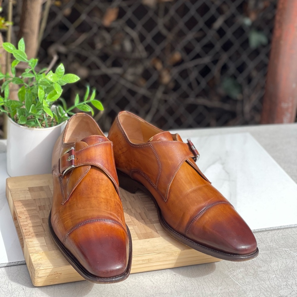 Magnanni🔴cognac leather monk strap shoes men’s Size 8.5 gently used